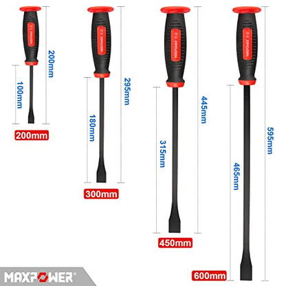 MAXPOWER 4 Stück Hebeleisen Set 200mm/300mm/450mm/600mm Brecheisen Set Profi Nageleisen Set