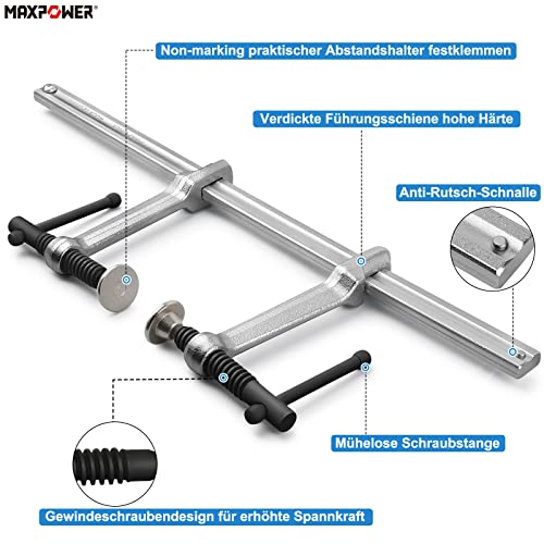 MAXPOWER Schraubzwingen 400mmx120mm Schraubzwingen Profi Maximale Spannkraft 550KG