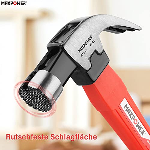 MAXPOWER 280g Magnetklauenhammer 10oz Latthammer Magnetisch Zimmermannshammer Profi Hammer