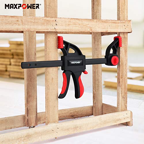 MAXPOWER 4 Stück 6inch Einhandklemmen 150mm Schraubklemme für Modellbau Schnellgriffklemmen Set hochwertige F-Klemmen für die Holzbearbeitung