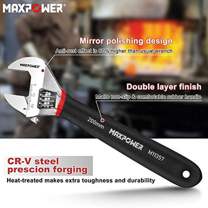 MAXPOWER 200mm Verstellbarer Schraubenschlüssel Maximale Öffnung 24mm Rollgabelschlüssel Gute Qualität Adjustable Wrench