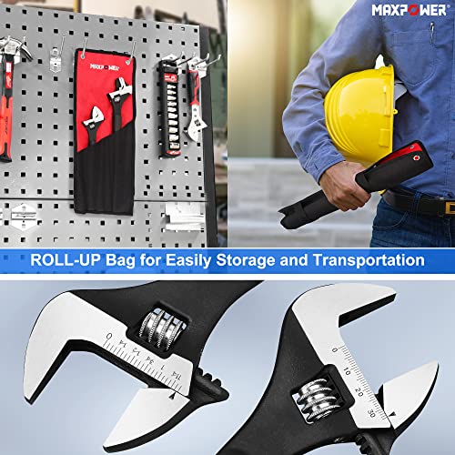 MAXPOWER Einstellbare Schraubenschlüssel Kombination, Adjustable Wrench mit Tiefer Backe und Großer Öffnung Verstellbarer Rollgabelschlüssel, Rohrzange Verstellbare Schraubenschlüssel (2 Stück)