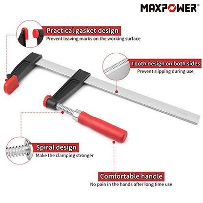 MAXPOWER 4 Stück schraubzwingen set 200 mm x 60 mm + 300mm x 80mm F Klemmen für die Holzbearbeitung, nicht lose schraubzwinge set