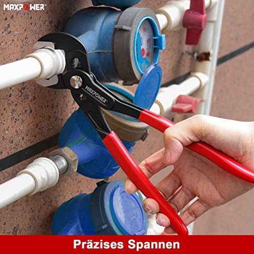 MAXPOWER Wasserpumpenzange, 3-Teilige Wasserpumpen Zangen-Sets Zangenschlüssel aus Stahl 175 mm, 240 mm und 415 mm