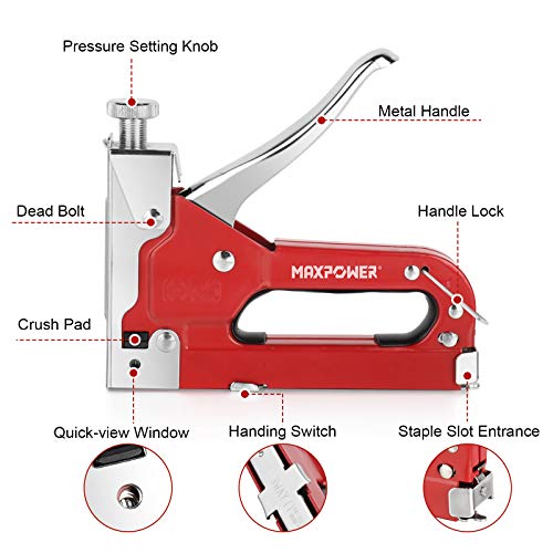 MAXPOWER 3 in1 tackerpistole mit 3000 Stück Heftklammern D/U/T Heftklammern Handtacker set tackerpistole für möbel handtacker für holz