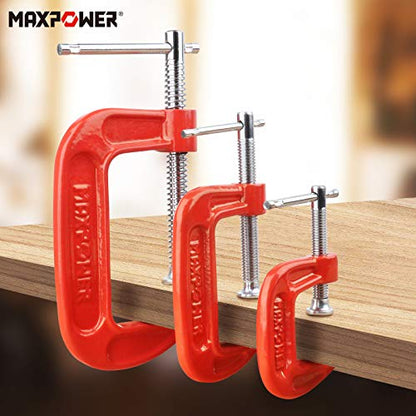 MAXPOWER 3pcs C-Zwingen set 25mm/50mm/75mm C-Schraubzwingen Stark C Clamp Woodworking