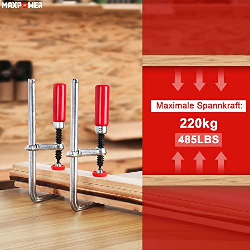 MAXPOWER 1 Paar 160mm x 60 mm Professionelle Schraubzwingen Set für Führungsschienen oder Tischklemmen