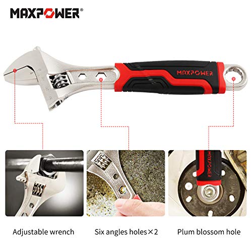 MAXPOWER Verstellbarer Schraubenschlüssel, Adjustable Wrench Kunststoffgriff Verstellbarer Schraubenschlüssel, Extra breiter verstellbarer Schraubenschlüssel, 8 In Maulschlüssel 30 x 200 mm