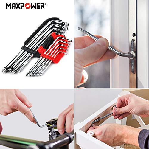 MAXPOWER Innensechskantschlüssel Set, Torx-Schlüssel-Set Inbusschlüssel Satz Torx Schlüssel Profi Innensechskant Satz mit Klapphalter Schlüssel und kompakt Sechskantschlüssel Set 9-teilig.