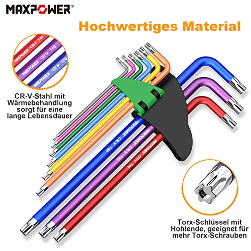 MAXPOWER 2 Stücke Imbusschlüssel Satz mit Griff 1.5mm-10mm Torx Set T10-T50 Imbusschlüssel Satz für Fahrrad