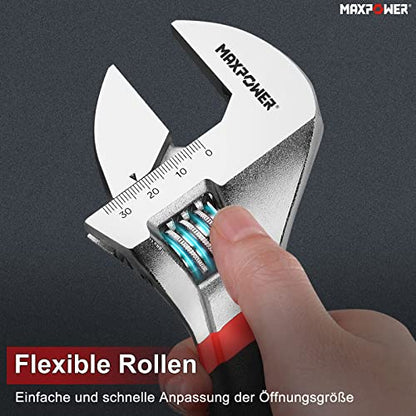 MAXPOWER 300mm Rollgabelschlüssel Groß Verstellbarer Schraubenschlüssel Stark und Robust Adjustable Wrench Maximale Öffnung 35mm