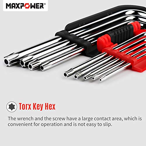 MAXPOWER Innensechskantschlüssel Set, Torx-Schlüssel-Set Inbusschlüssel Satz Torx Schlüssel Profi Innensechskant Satz mit Klapphalter Schlüssel und kompakt Sechskantschlüssel Set 9-teilig.