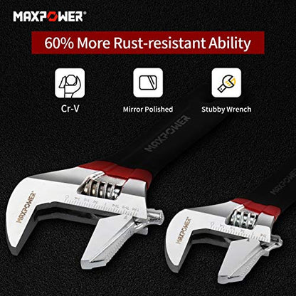 MAXPOWER 2 Stücke Verstellbarer Schraubenschlüssel Set 150 mm/200 mm Schraubenschlüssel Verstellbar Rohrzange Maximale Öffnung 35 m/48 mm Adjustable Wrench Set