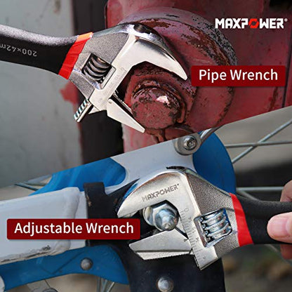 MAXPOWER 2 Stücke Verstellbarer Schraubenschlüssel Set 150 mm/200 mm Schraubenschlüssel Verstellbar Rohrzange Maximale Öffnung 35 m/48 mm Adjustable Wrench Set