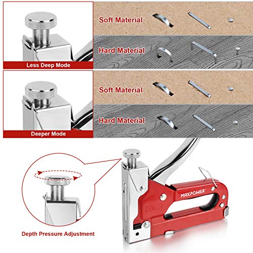 MAXPOWER 3 in1 tackerpistole mit 3000 Stück Heftklammern D/U/T Heftklammern Handtacker set tackerpistole für möbel handtacker für holz