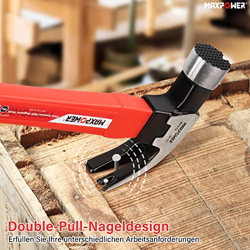 MAXPOWER 280g Magnetklauenhammer 10oz Latthammer Magnetisch Zimmermannshammer Profi Hammer